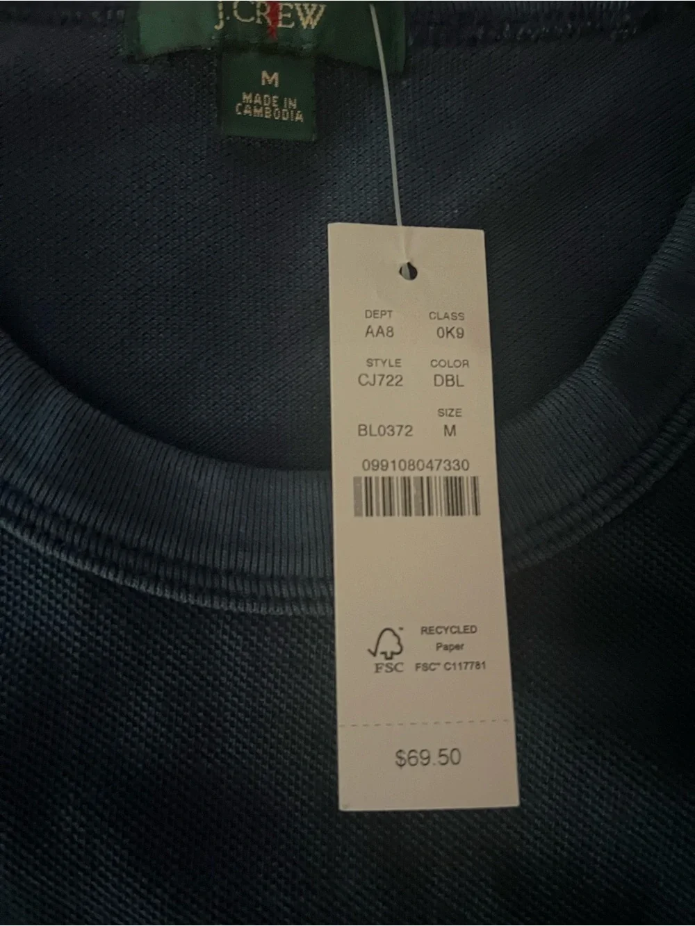 J. Crew Men’s Short-Sleeve Pocket Tee in Navy Blue
